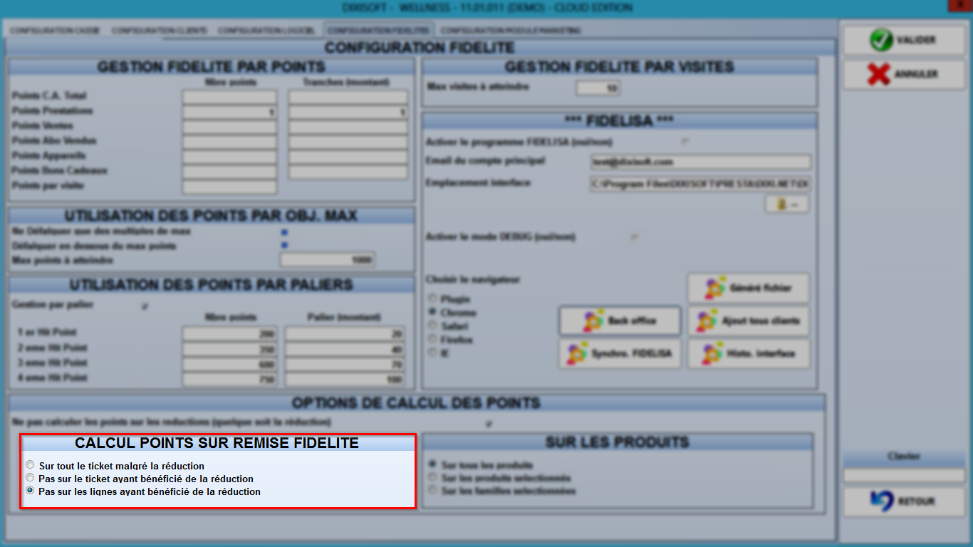 Fidélité Fonctionnement du calcul des points Dixisoft