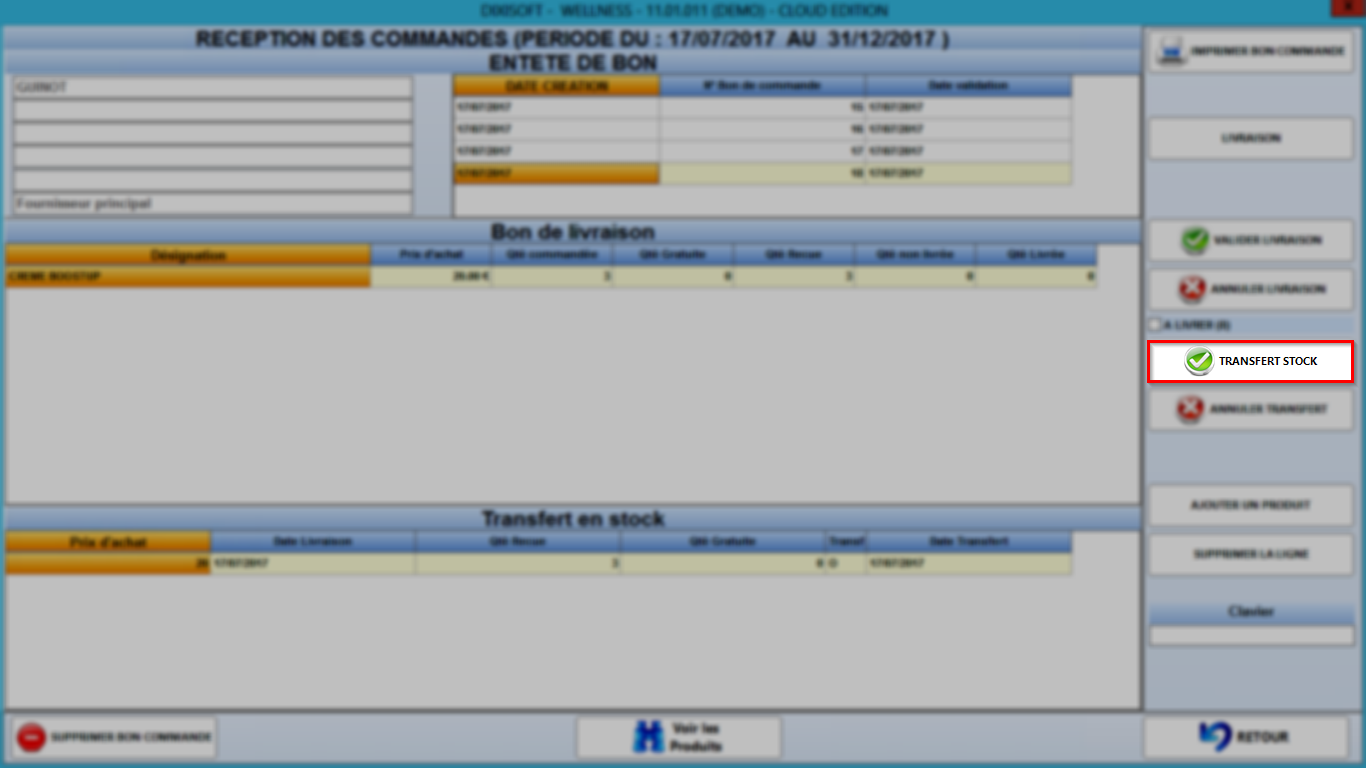 Réceptionner une commande en attente Dixisoft